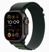 Apple Watch Ultra 2 (2024) GPS + Cellular 49mm Black Titanium Case with Dark Green Alpine Loop (Черный корпус из титана, ремешок Alpine цвета Темно-зеленый) (Medium, 145–190 мм)