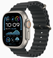 Apple Watch Ultra 2 (2024) GPS + Cellular 49mm Natural Titanium Case with Black Ocean Band (Черный корпус из титана, ремешок Ocean черного цвета)