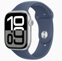 Apple Watch Series 10 GPS 46mm Silver Aluminum Case with Sport Band Denim (Спортивный ремешок синего цвета) (S/M, 140–190 mm) MWWL3