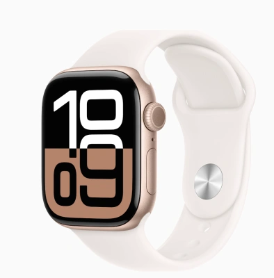 Apple Watch Series 10 GPS 46mm Rose Gold Aluminum Case with Sport Band Light Blush (Спортивный ремешок цвета Светло-румяный) (M/L, 160–210 mm) MWWU3