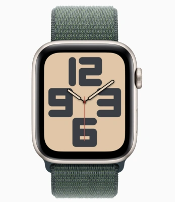 Apple Watch SE 2023 GPS 2024 GPS 40mm Starlight Aluminum Case with Sport Loop Lake Green (ремешок Спортивная петля цвета Зеленое озеро) MXEH3