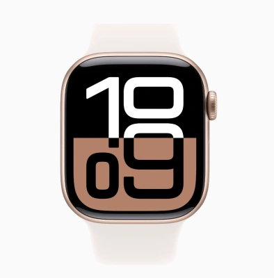 Apple Watch Series 10 GPS 46mm Rose Gold Aluminum Case with Sport Band Light Blush (Спортивный ремешок цвета Светло-румяный) (M/L, 160–210 mm) MWWU3
