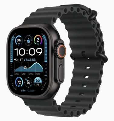 Apple Watch Ultra 2 (2024) GPS + Cellular 49mm Black Titanium Case with Black Ocean Band (Черный корпус из титана, ремешок Ocean черного цвета)