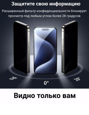 Защитное стекло 3D Антишпион для iPhone (модель в ассортименте)