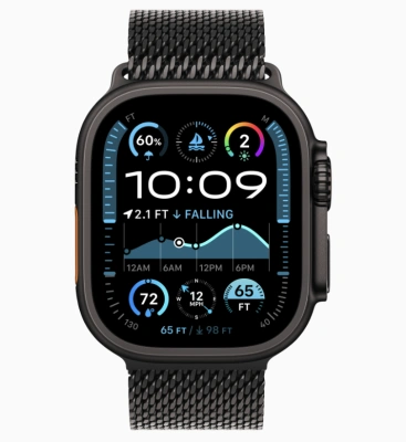 Apple Watch Ultra 2 (2024) GPS + Cellular 49mm Black Titanium Case with Titanium Milanese Loop Black (Черный корпус из титана, Черный ремешок Титановая миланская петля) (Medium, 145–190 мм) MX5U3
