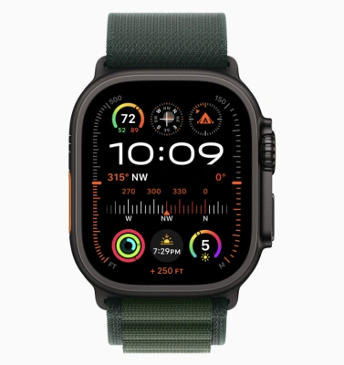 Apple Watch Ultra 2 (2024) GPS + Cellular 49mm Black Titanium Case with Dark Green Alpine Loop (Черный корпус из титана, ремешок Alpine цвета Темно-зеленый) (Medium, 145–190 мм)